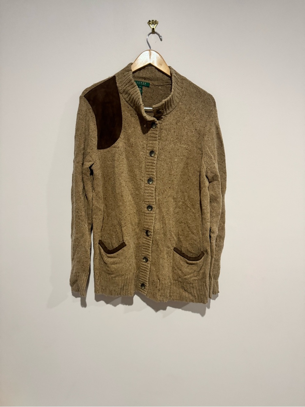 Vintage Lauren Ralph Lauren Wool Blend Brown Sweater Cardigan 1X